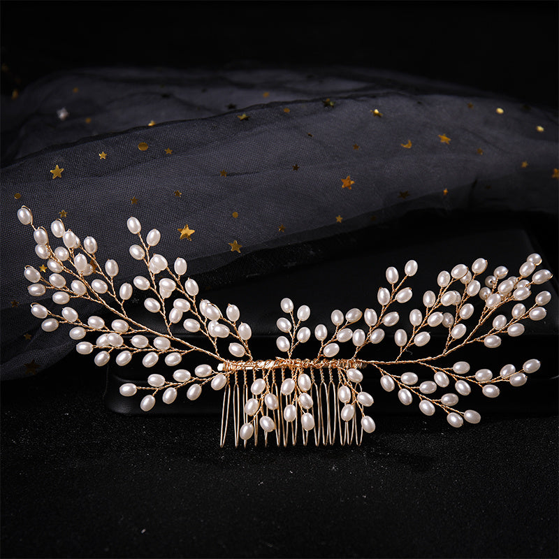 Silver Pearl Hair Comb Styling Accessory for Prom Party Bride
