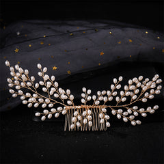 Silver Pearl Hair Comb Styling Accessory for Prom Party Bride