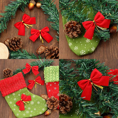 24pcs Mini Sparkling Christmas Bow Set for Tree Party Decor & Gift Wrapping