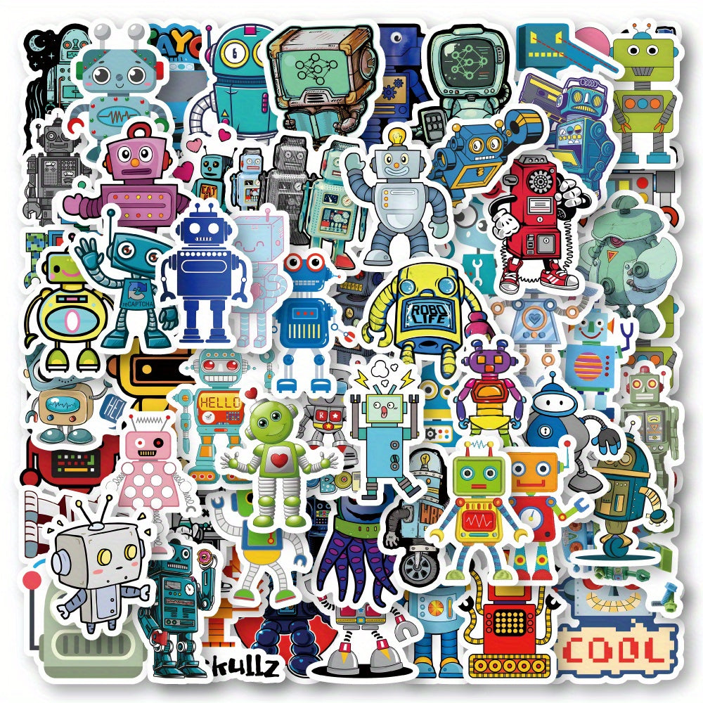 60pcs Robot Stickers Waterproof Vinyl Decal Stickers