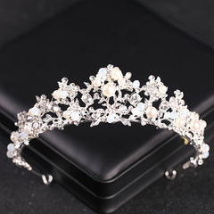 Silvery Crystal Faux Pearl Tiaras And Crowns Headband Rhinestone Hairband Bride