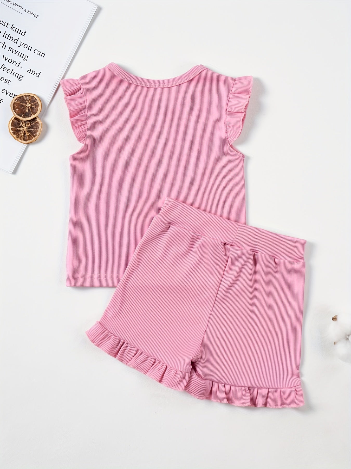 2Pcs Toddler Girls Summer Outfit Sleeveless Tops Shorts Set