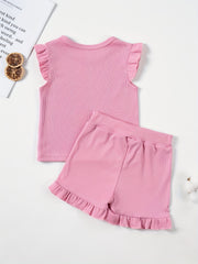 2Pcs Toddler Girls Summer Outfit Sleeveless Tops Shorts Set