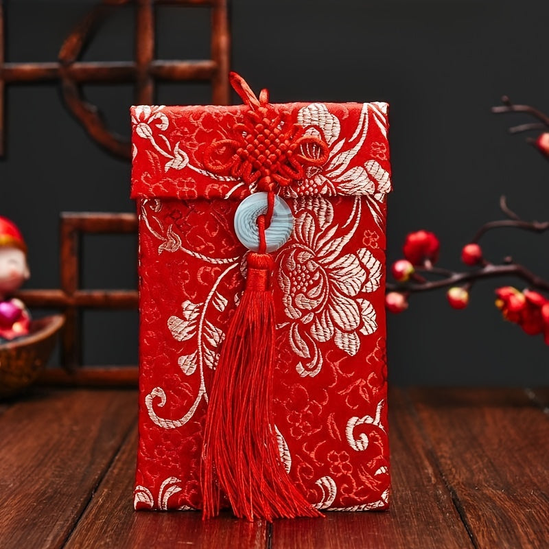 Chinese Knot Silk Red Envelopes Lucky Money Pockets For Spring Festival