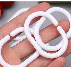 12pcs C-Shaped Curtain Ring Single Hook Thick Plastic Shower Curtain Accessories