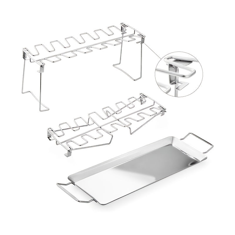 Chicken Leg Rack 14 Slot Stainless Steel with Drip Pan