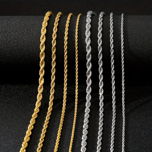 Stainless Steel Twist Chain Necklace Unisex Neck Jewelry