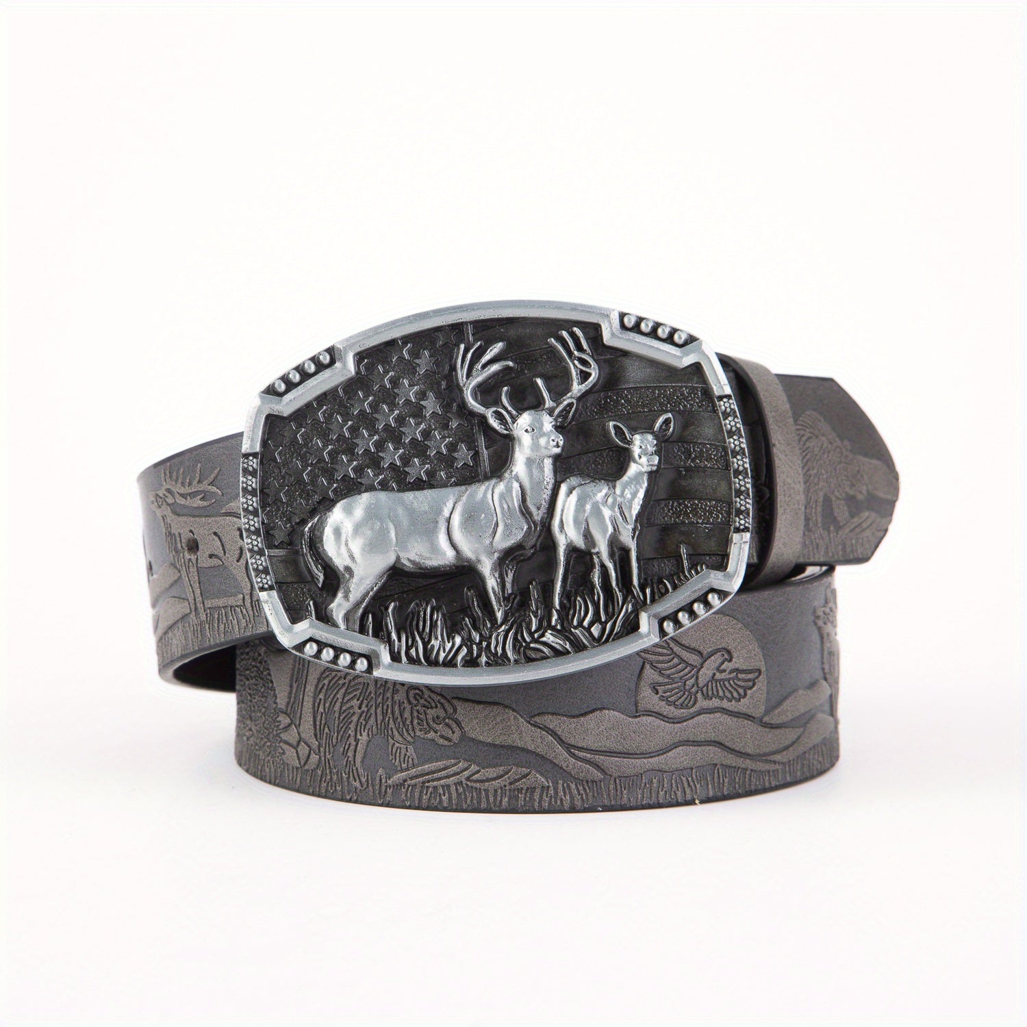 Arrival Elk Eagle Animal Men's Leather Belt Hip Hop Western Cowboy Belt