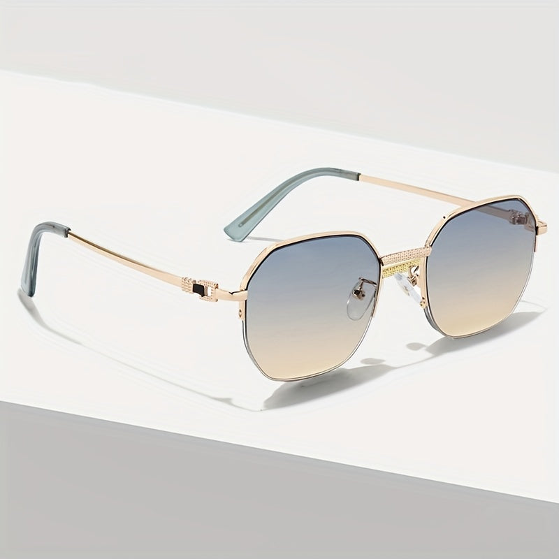 Men's Polygon Sunglasses Vintage Semi Rimless UV400
