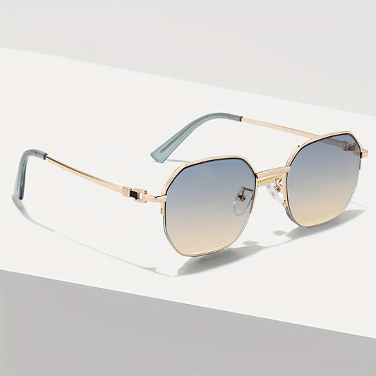 Men's Polygon Sunglasses Vintage Semi Rimless UV400