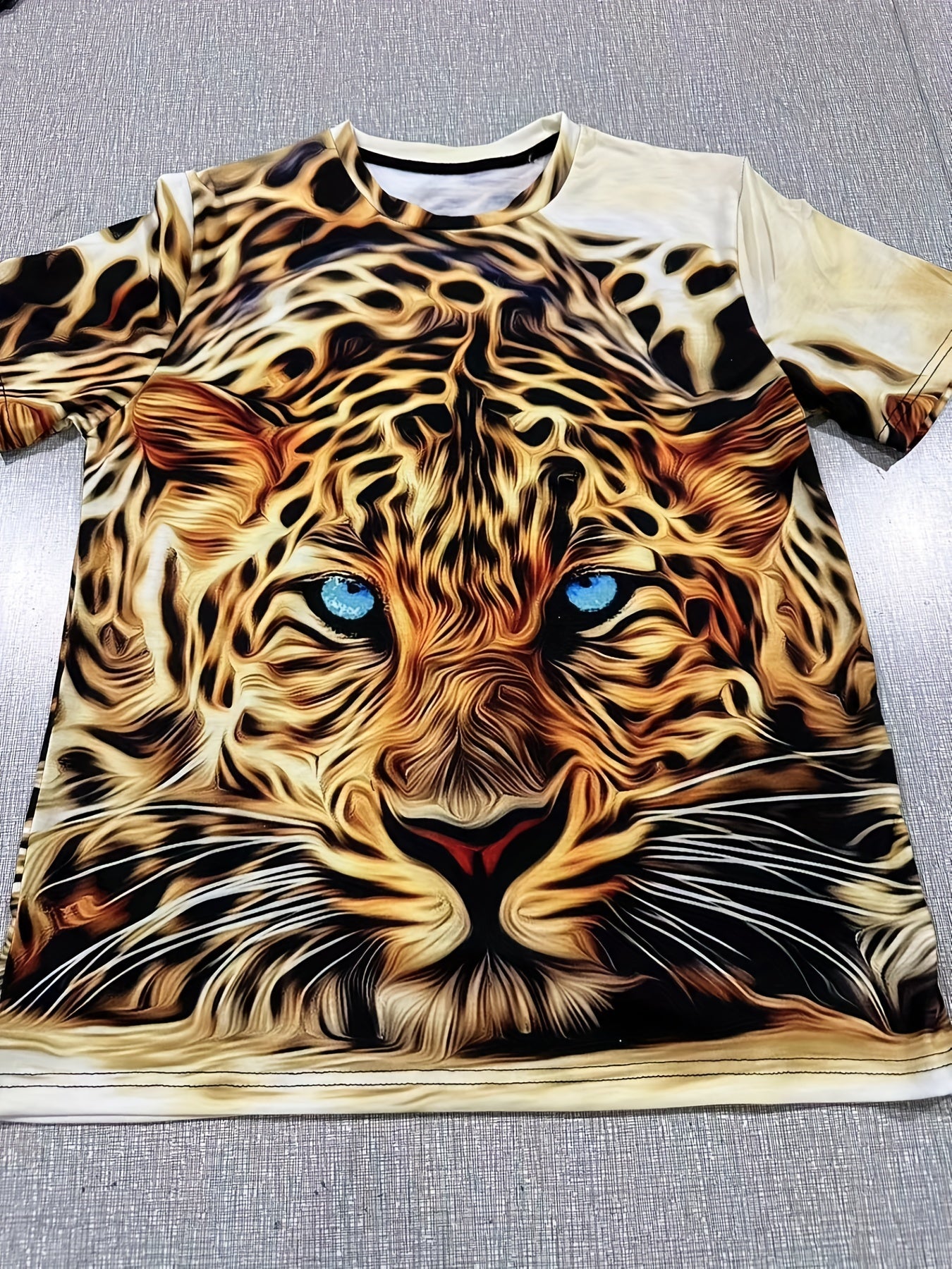 Men's Leopard 3D Graphic Tee Short Sleeve Top