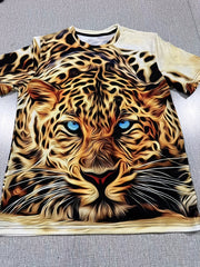 Men's Leopard 3D Graphic Tee Short Sleeve Top