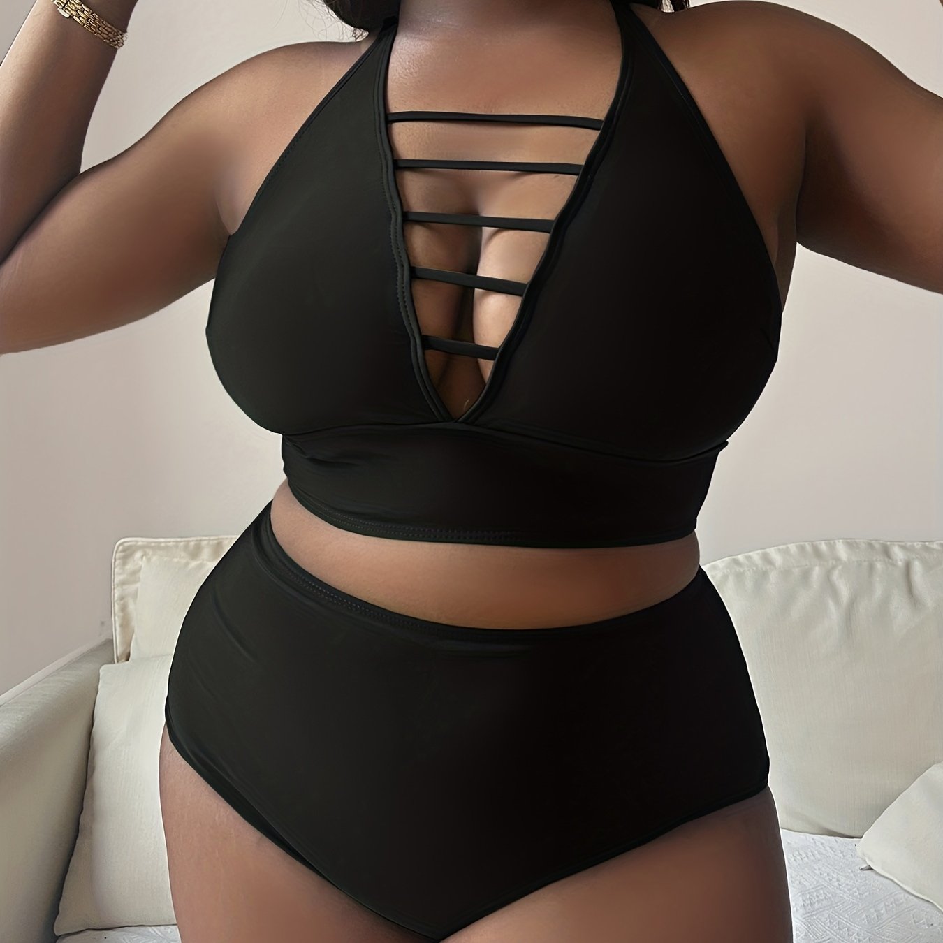 Sexy Tankini Set Halter Neck Crop Top & Underwear Swimsuit