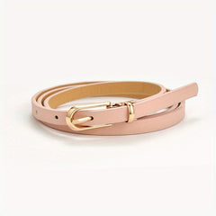 Oval Long Buckle Thin Belts Solid PU Belt Women Coat Dress Jeans Belts