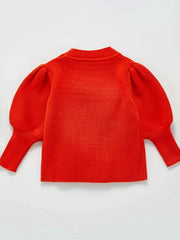 Toddler Girl Knitted Sweater Top Lantern Sleeve Pullover Crew Neck Sweatshirt
