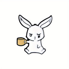 Rabbit Cat Enamel Pins Eating Skull Drink Play Games Cartoon Brooches