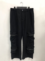  Solid High Rise Baggy Trousers With Pockets