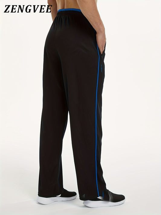 ZENGVEE Men's Stretch Pants Zip Pockets Breathable Trousers