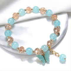 Beaded Butterfly Charm Bracelet Glass Sweet Jewelry Gift Yoga Meditation