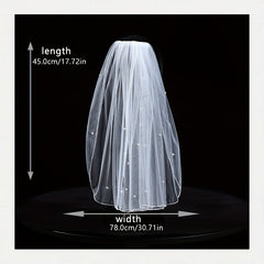 Bridal Veil with Simulated Pearl Embellishments for Wedding Ceremonies