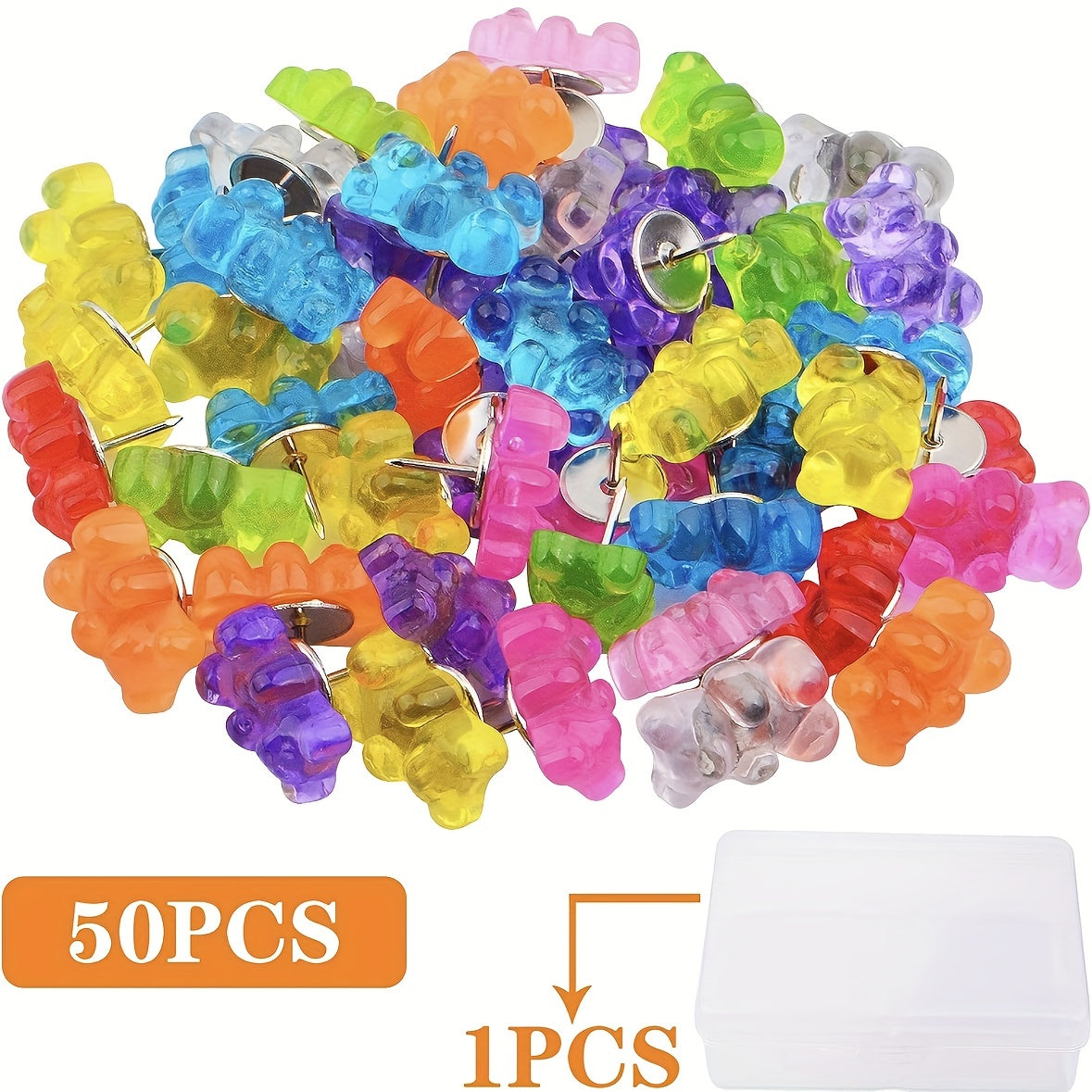 50pcs Bear Pushpins Translucent Decorative Pins for Cork Boards