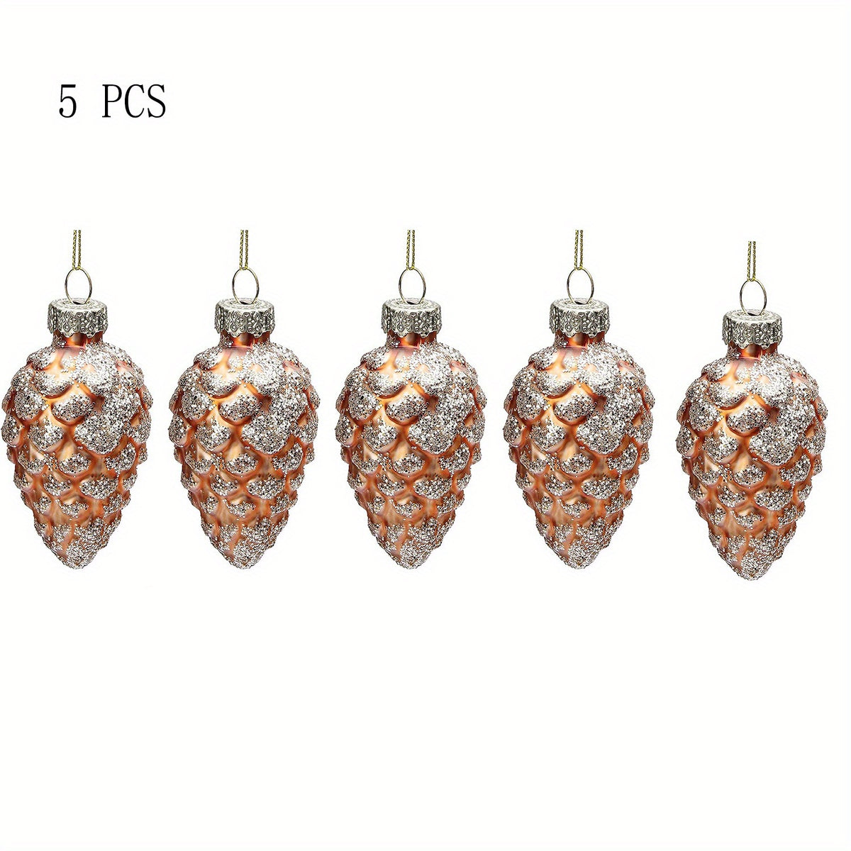 5pcs Glass Pine Cones Christmas Tree Decorations