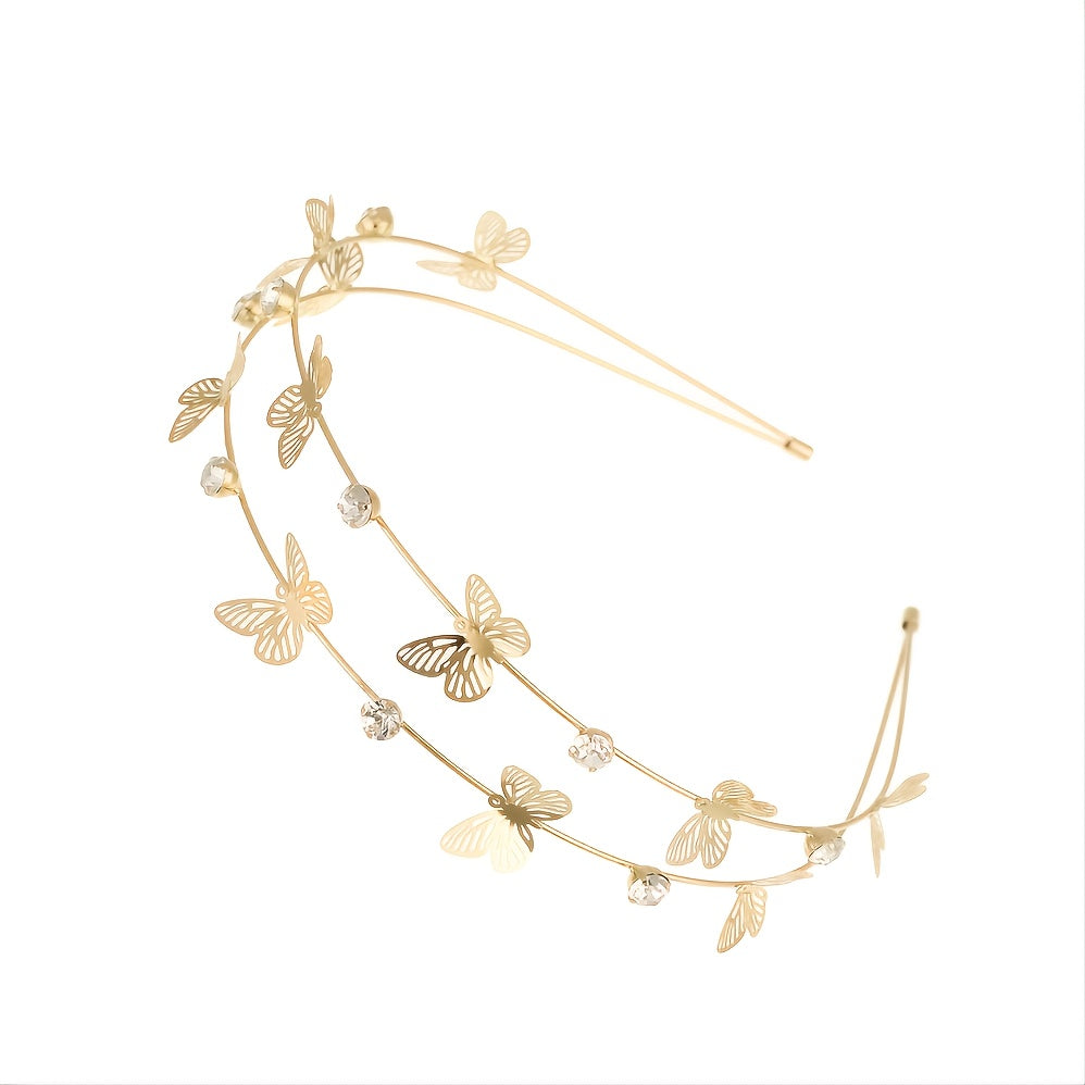 Metal Star Moon Crystal Hair Hoop Double Layer Headbands
