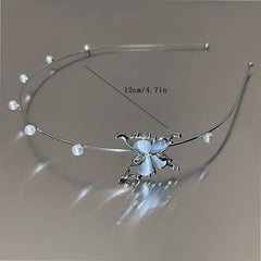 Butterfly Pearl Headband Light Headwear Y2K Hair Accessories
