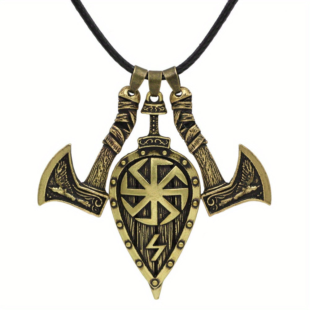 Men's Viking Shield Ax Pendant Necklace Casual Party Jewelry