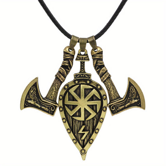 Men's Viking Shield Ax Pendant Necklace Casual Party Jewelry