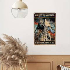 1pc Woman Forest Poster Vintage Tin Metal Sign Iron Painting Bar Garage Restaura