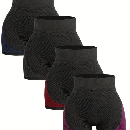 4pcs Women's Yoga Sports Shorts High Waist Biker Shorts