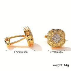 Golden Square Cufflinks With Zircon For Men