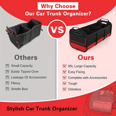 Large Trunk Organizer For Car Collapsible Compartment Car Trunk Organizer