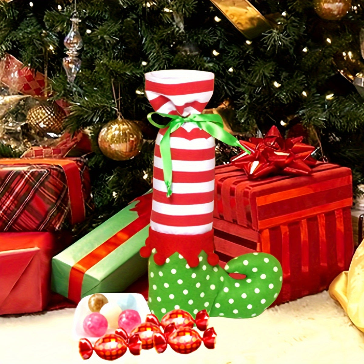 Christmas Elf Plush Elf Boot Candy Bag Children's Gift Christmas Tree Decoration