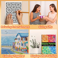 24 Page Adult Coloring Book Bold Geometric Patterns Smooth Cover Perfect Gift