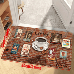 Soft Kitchen Rug Coffee Print Anti-Fatigue Waterproof Non-Slip Set