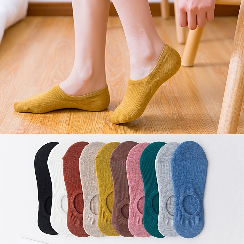 5 Pairs Invisible Non-slip Boat Socks Lightweight & Breathable Women's Stockings