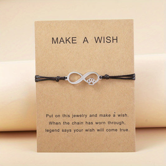 Infinite & Dog Paw Pendant Bracelet for Mother's Gift