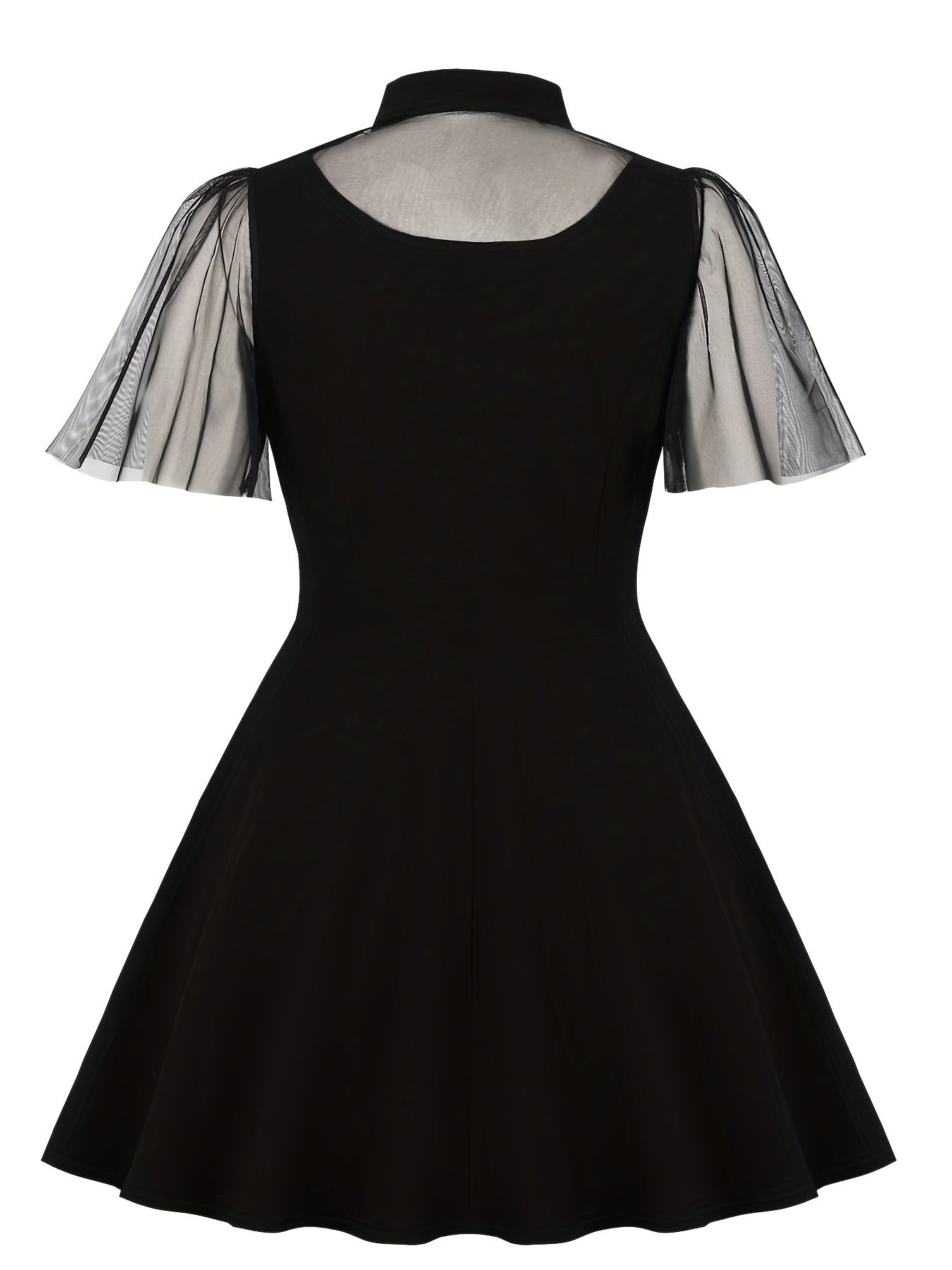  Women's Semi Sheer Polo Neck Dress