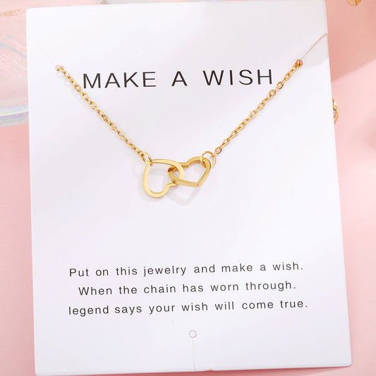 Heart To Heart Chain Bracelet 18K Plated Stainless Steel Adjustable Hand Chain
