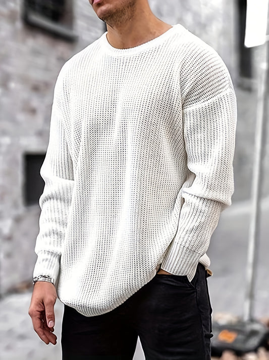 Men's Casual Round Neck Pullover Sweater For Fall Winter