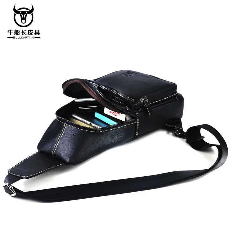Chest Bag Leather Messenger Bag for Men