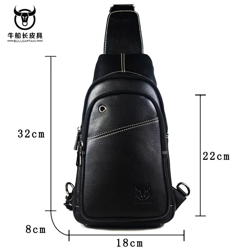 Chest Bag Leather Messenger Bag for Men