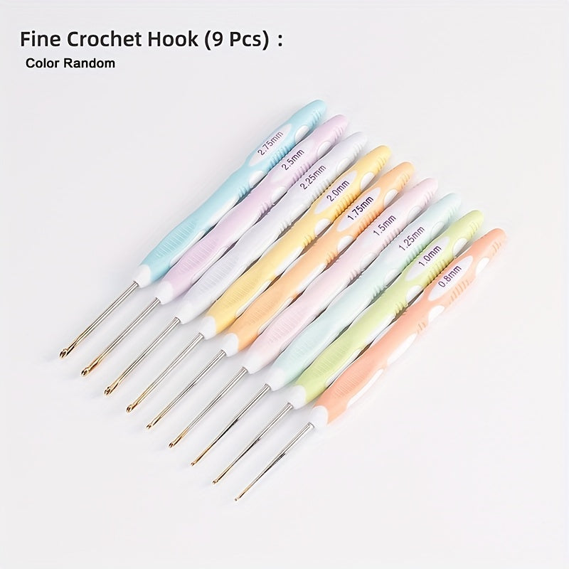 9pcs Crochet Hook Hand Knitted Needles Colorful Grip DIY Process Knitting