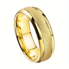 Men's Matte Frosted Ring 18K Plated Stainless Steel Lucky Ring