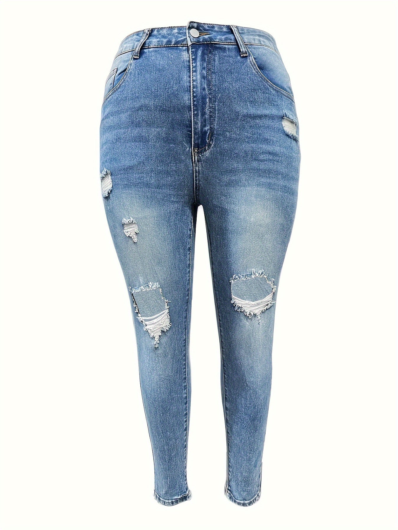  Ripped Button Fly High Rise Skinny Jeans