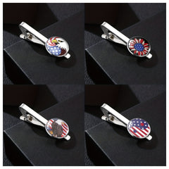 Patriotic Tie Clip With Eagle American Flag Yin Yang