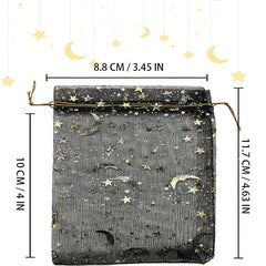 100pcs Organza Jewelry Gift Bags Drawstring Mesh Moon Star Wedding Favor Candy