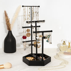 Emfogo Earring Organizer Triple Rods 5 Layer Jewelry Holder Stand